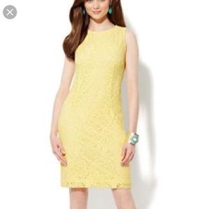 New York & Company Yellow Lace Dress